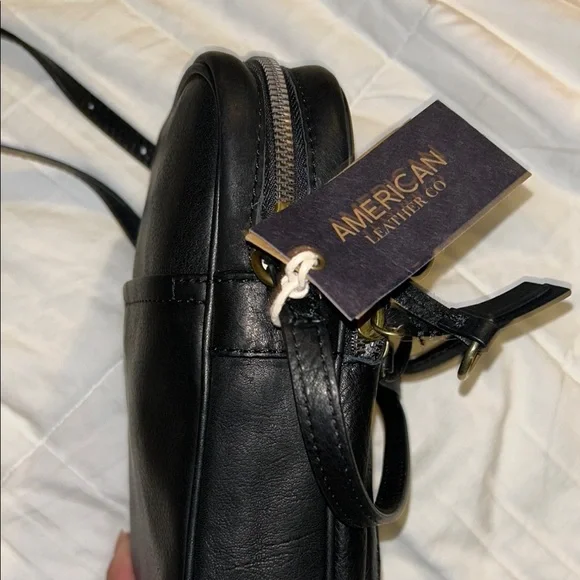 NWT! American Leather Co. black leather crossbody bag. - Picture 5 of 8